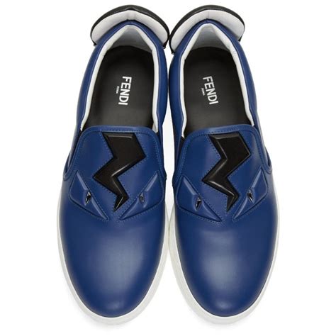 fendi blue slip on